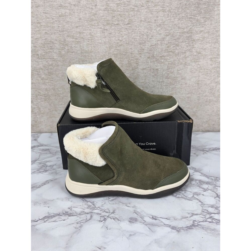 Vionic Norwood Women's Orthotic Zip Short Boot Bootie Faux Fur Lining Suede NEW